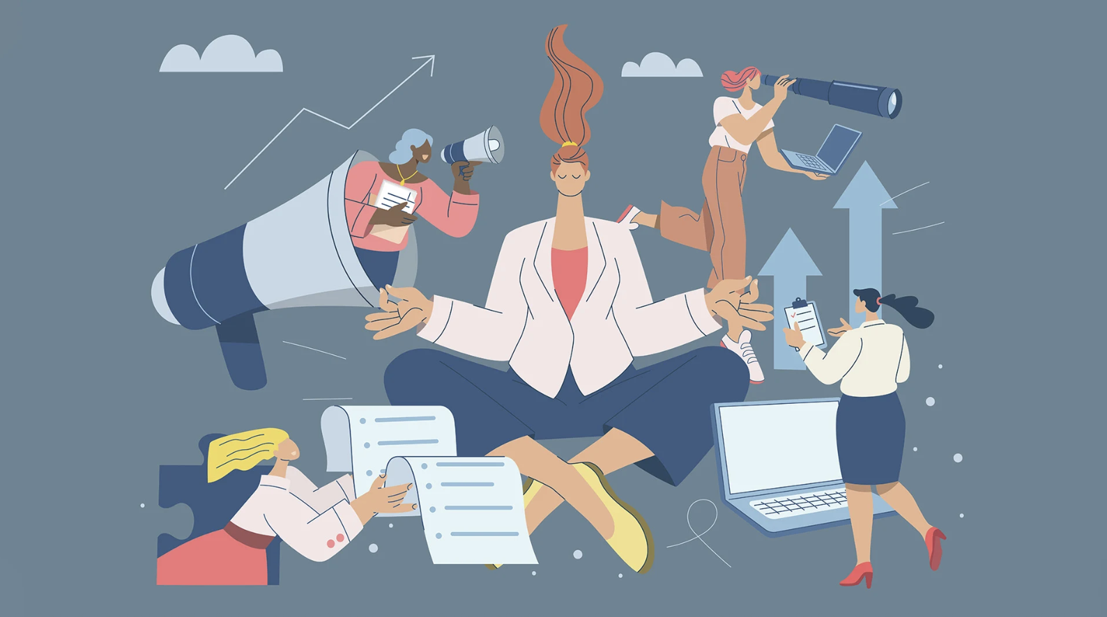 girl meditating cartoon